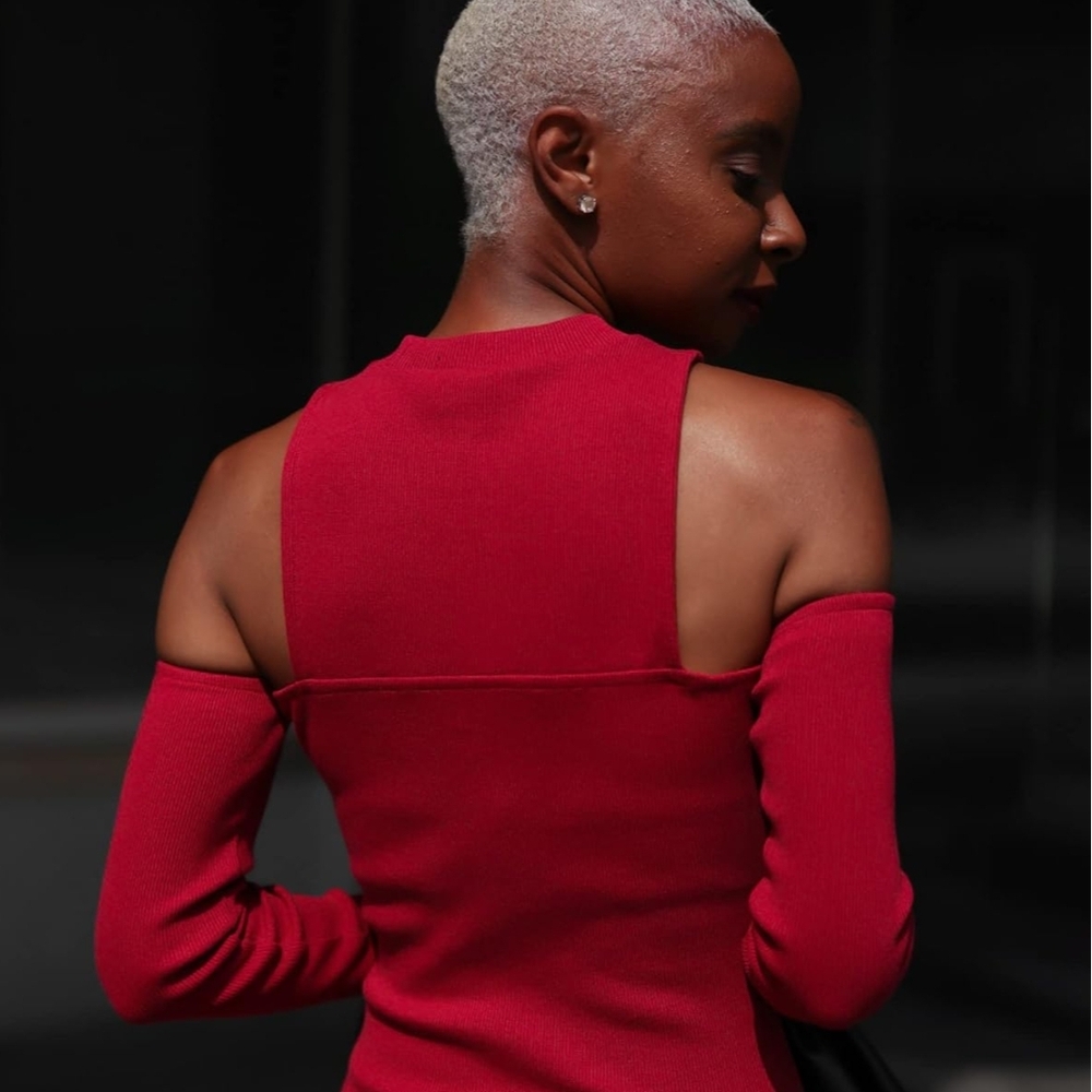 NWT The Drop x @SignedBlake Rhubarb Cutout Shoulder Dress | Size Small - Picture 3 of 6